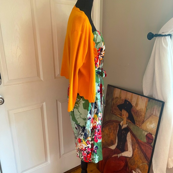 NEW YORK & CO 2 Pieces- Floral Strapless Dress w/Orange Cardigan Sweater - Picture 8 of 11